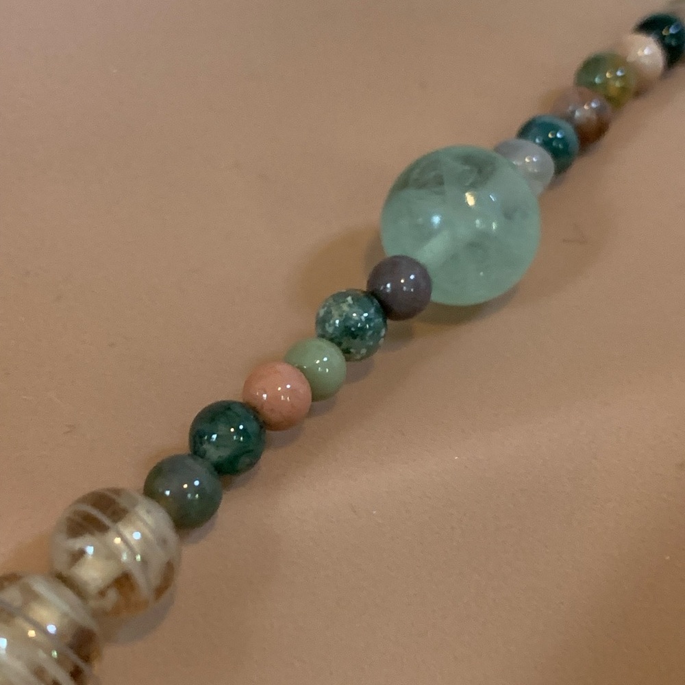 OOAK Murano Starfish w/Vintage Jade Jasper Agate Sea Glass Necklace - Picture 6 of 16